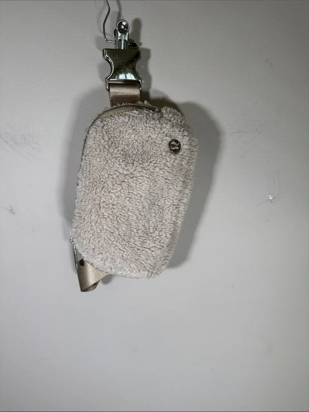 Lululemon Cream Sherpa Fleece Everywhere Belt Bag Gold Hardware